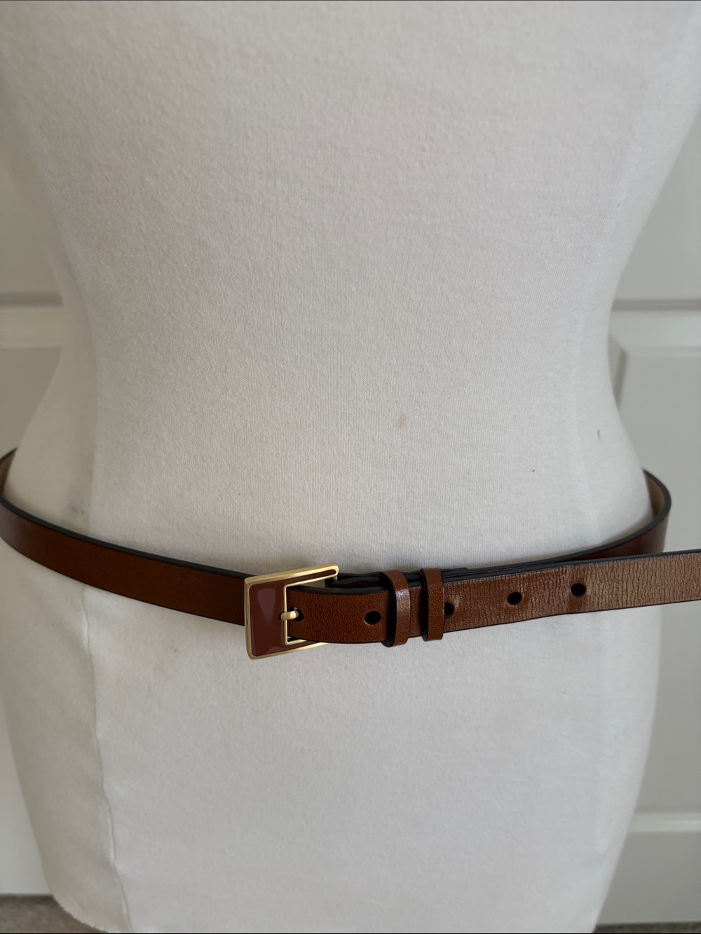 Cole Hahn Brown Leather Belt with Gold Buckle